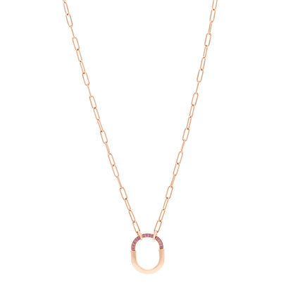 Tiffany 18K Rose Gold Pink Sapphire Small Lock Pendant Necklace 1 of 6