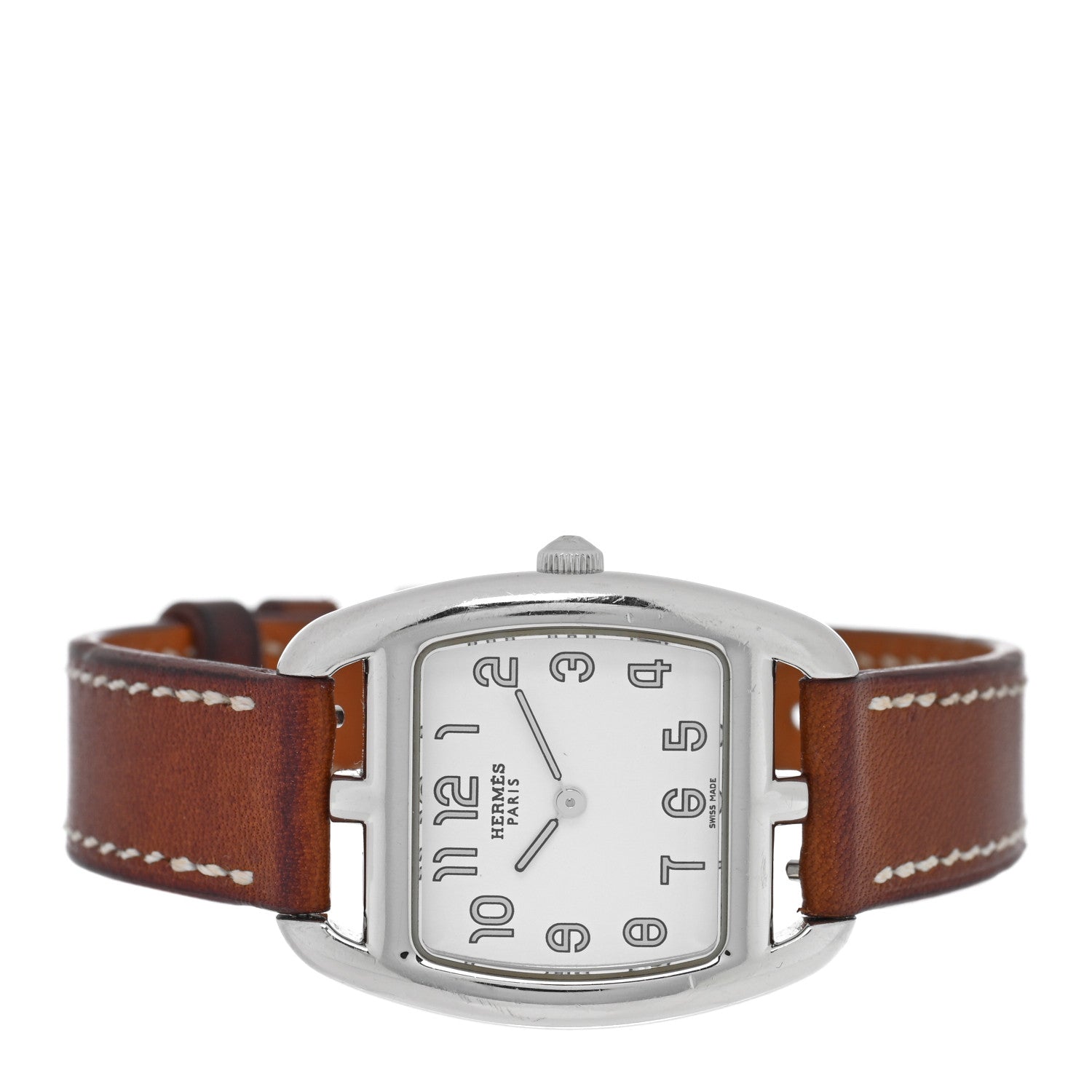 Hermes Stainless Steel Barenia 26mm Cape Cod Tonneau Quartz Watch Fauve 2 of 4