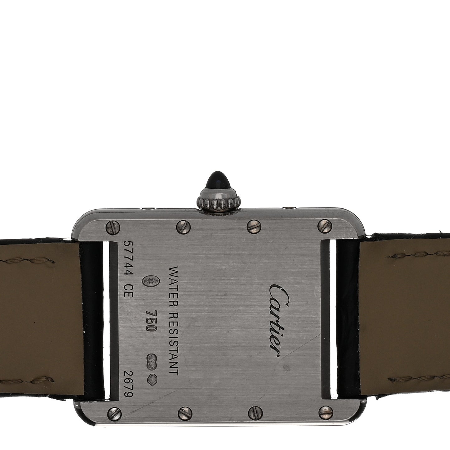 18K White Gold Alligator 22mm Tank Louis Quartz Watch