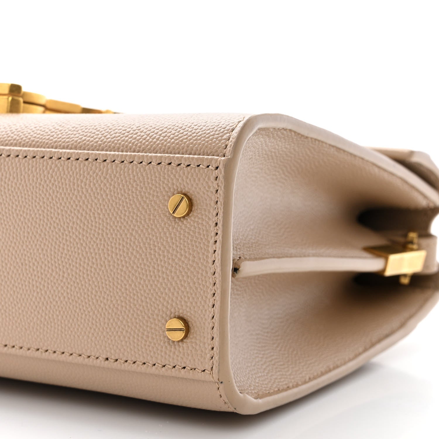 Saint Laurent Grain de Poudre Mini Classic Monogram Cassandra Top Handle Beige 10 of 10