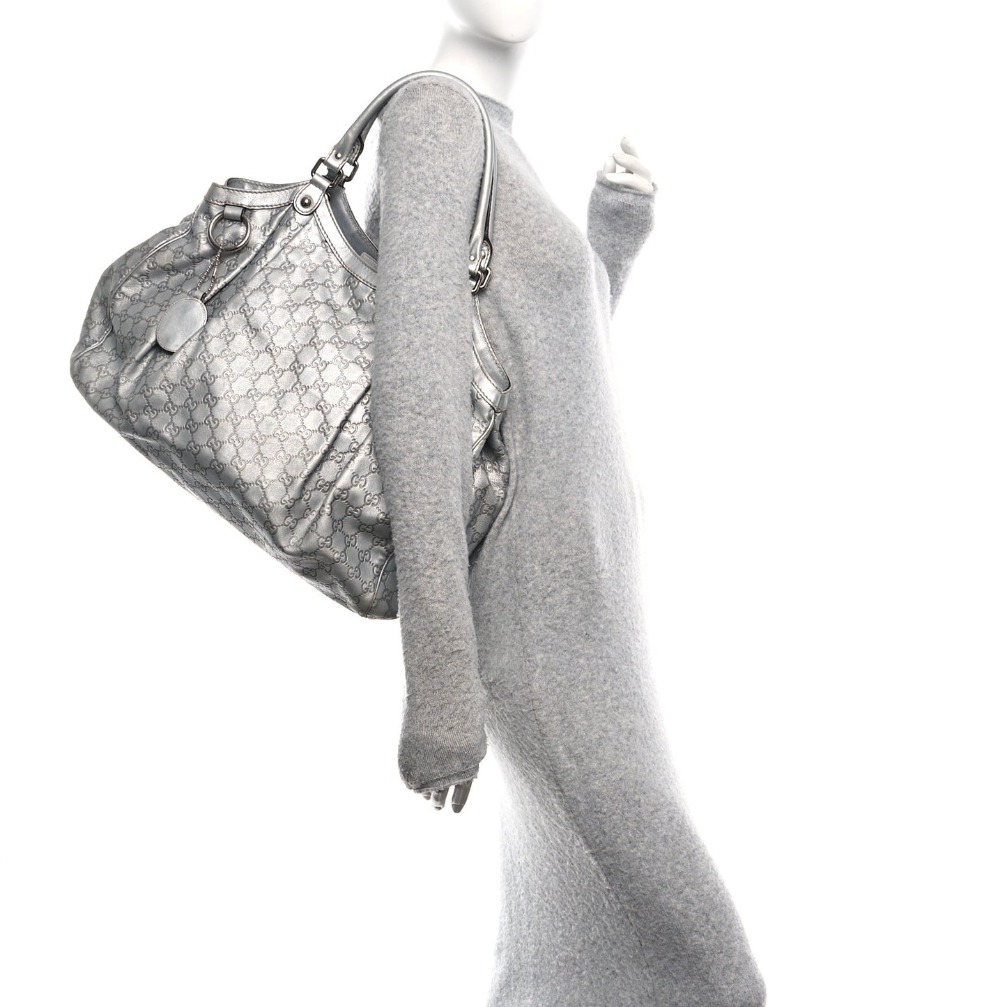 Guccissima Large Sukey Tote Silver