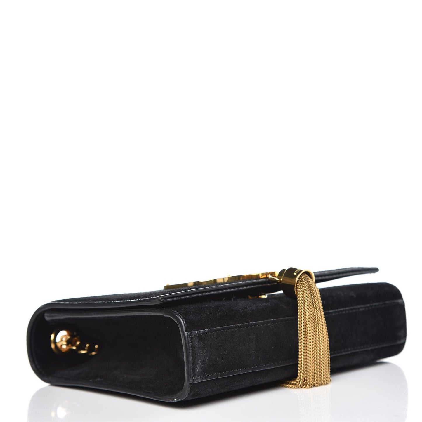 Suede Small Classic Monogram Kate Tassel Satchel Black