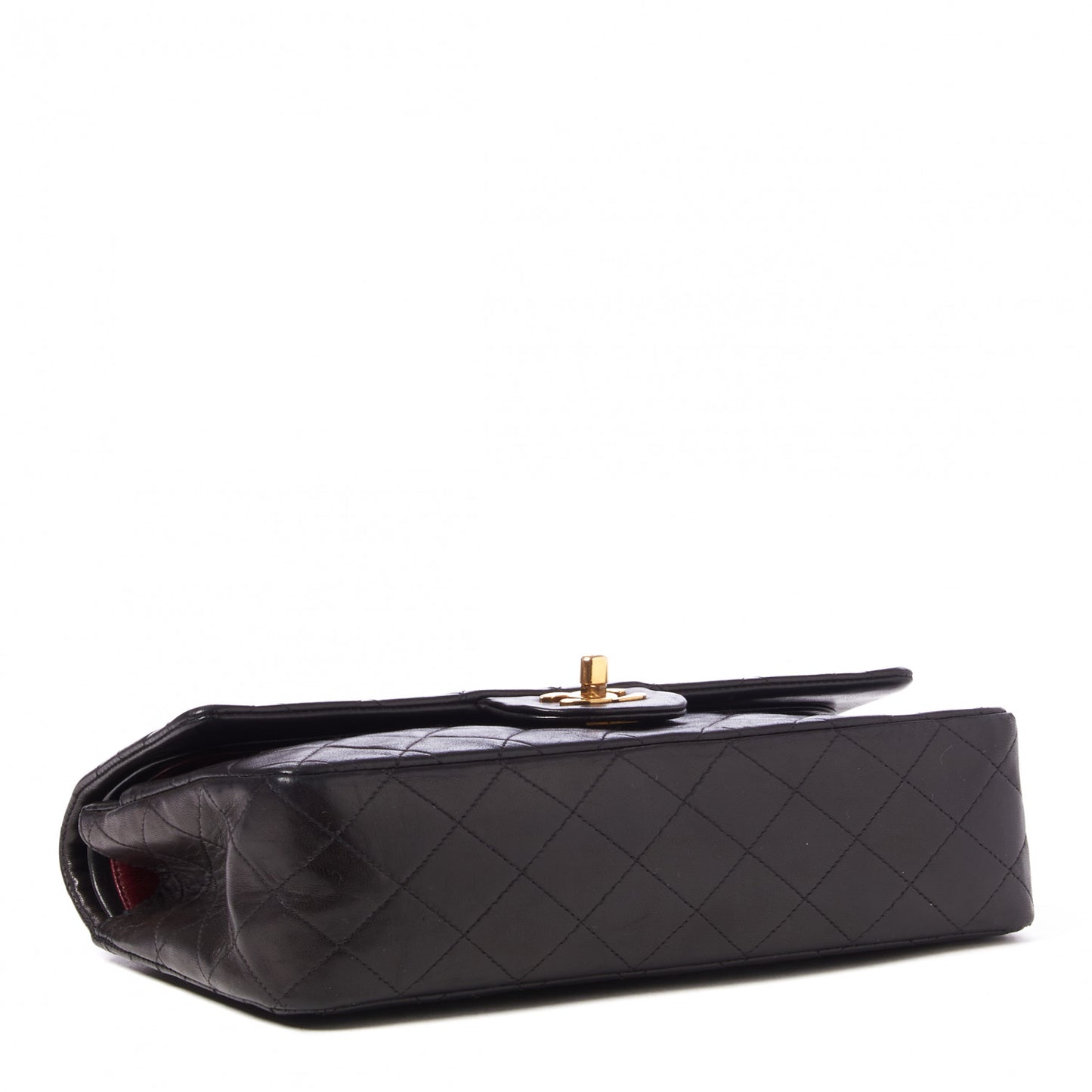 Lambskin Quilted Medium Double Flap Brown