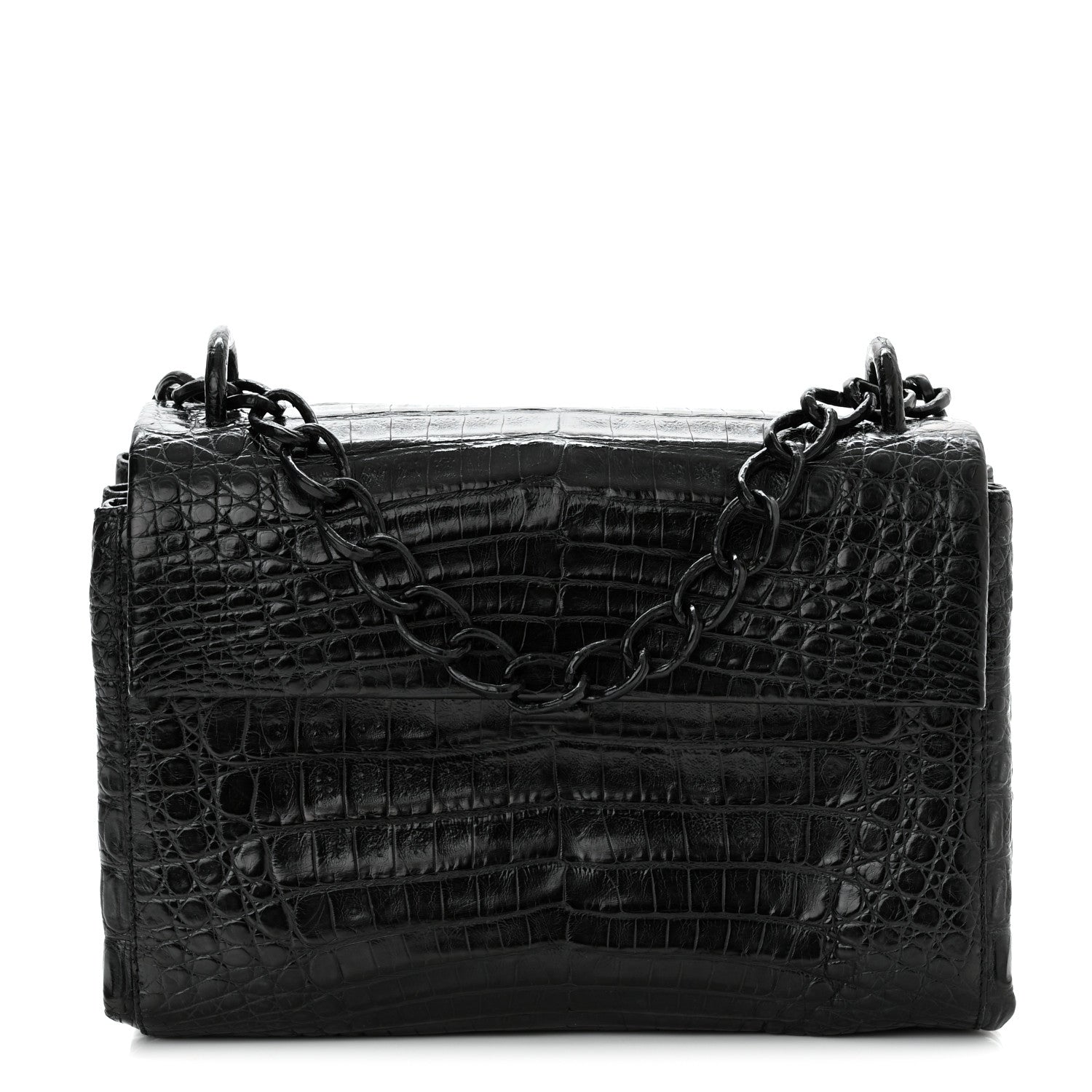 Nancy Gonzalez Crocodile Chain Flap Shoulder Bag Black 1 of 10