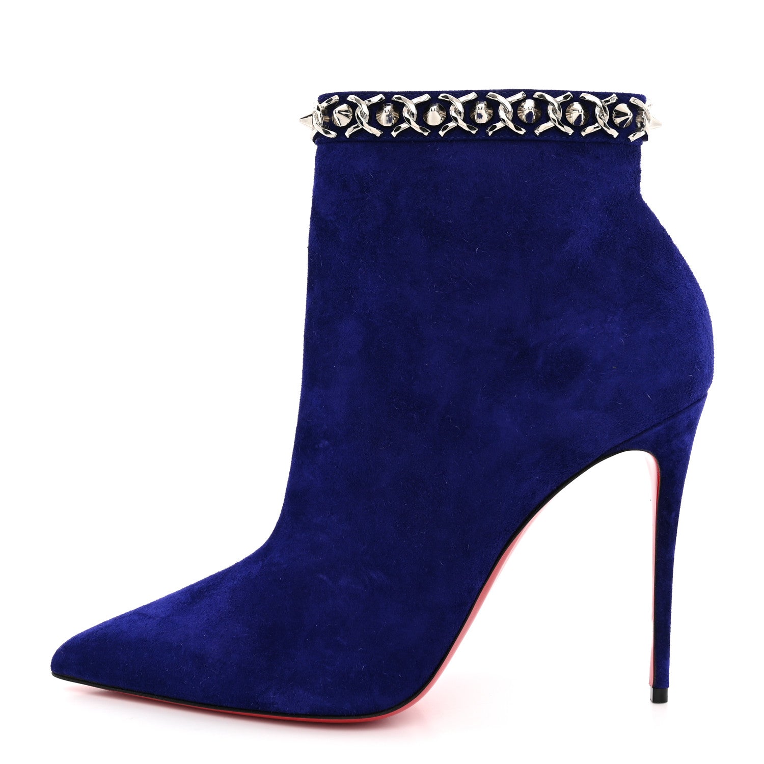 Christian Louboutin Veau Velour Booty Chain 100 Ankle Boots 40.5 Night 1 of 10