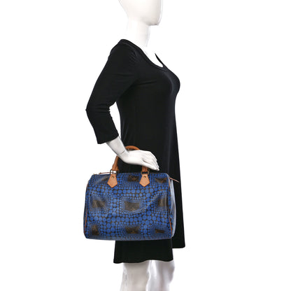 Louis Vuitton Monogram Kusama Town Speedy 30 Blue 2 of 8