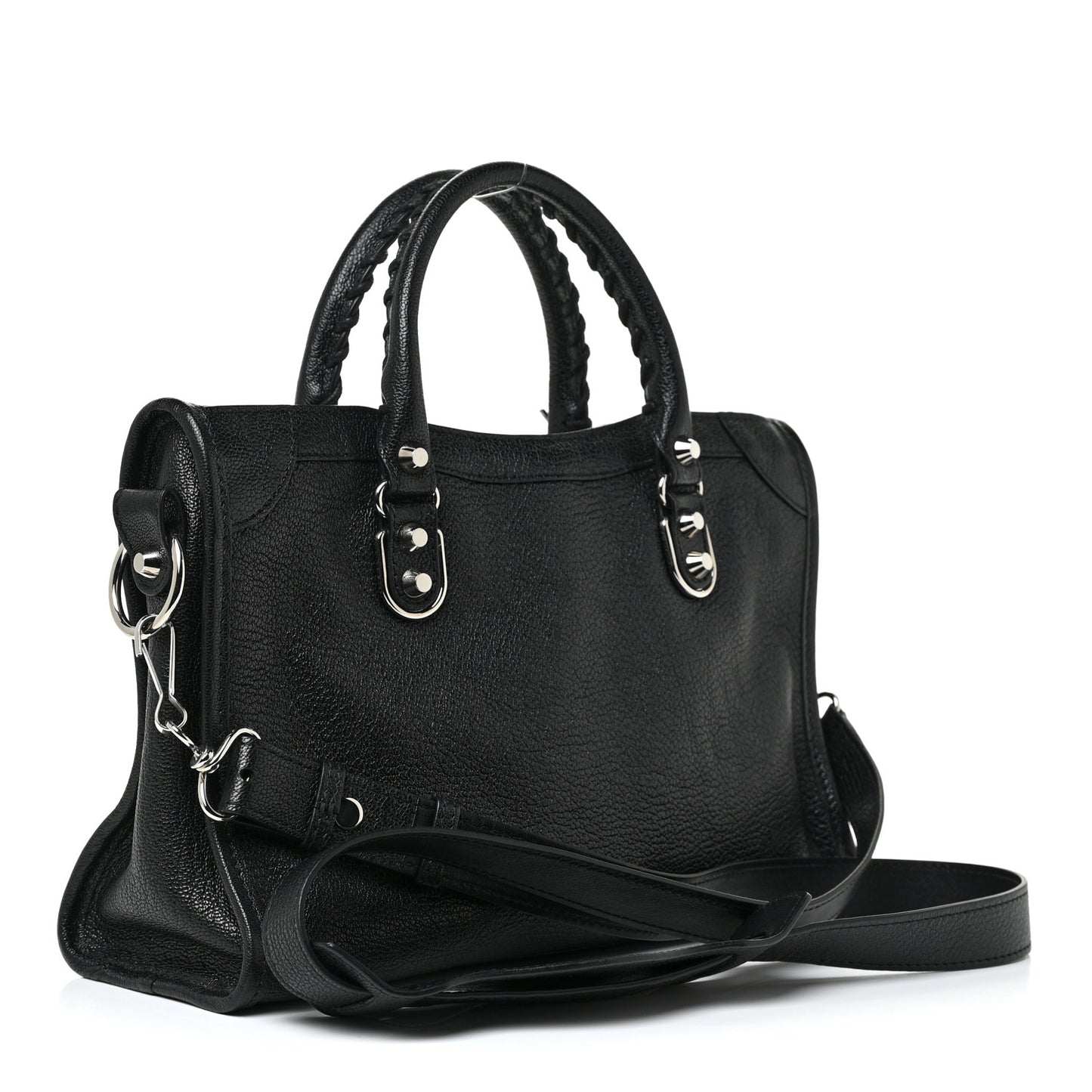 Chevre Silver Metallic Edge Hardware S City Black