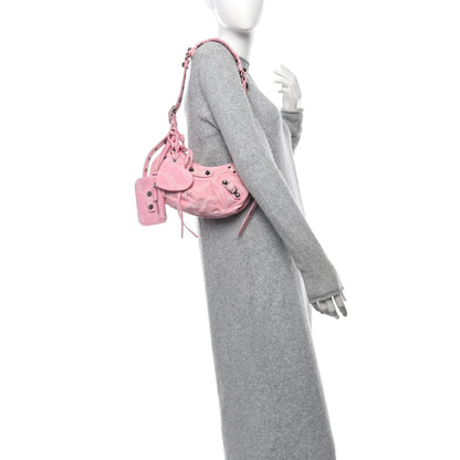 Balenciaga Denim BB Monogram Le Cagole Shoulder Bag XS Pink 2 of 13