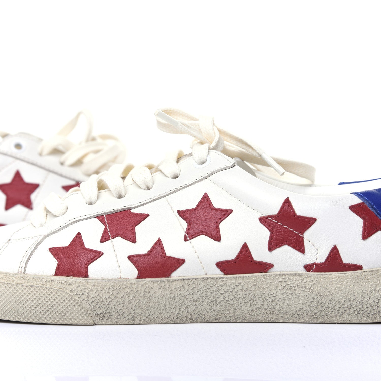 Saint Laurent Calfskin Star Court Sneakers 38.5 White Red 11 of 15