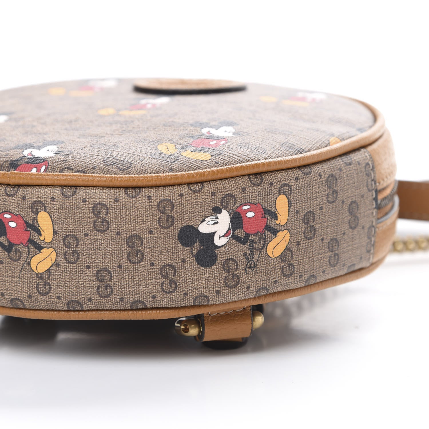 Gucci X DISNEY Mini Vintage GG Supreme Monogram Mickey Mouse Round Backpack Beige Vintage Sun Oil 9 of 11