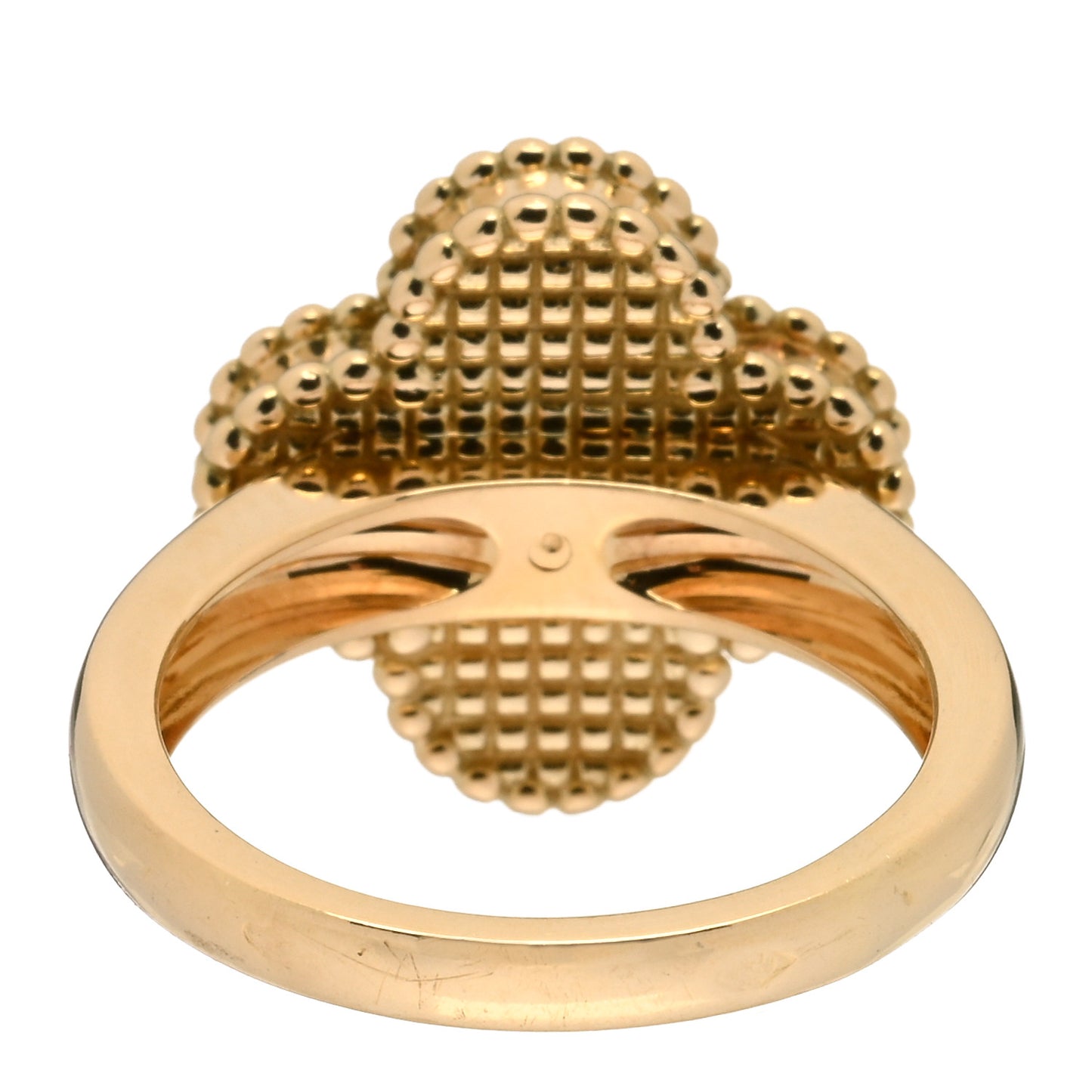 18K Yellow Gold Diamond Mother of Pearl Vintage Alhambra Ring 48 4.5