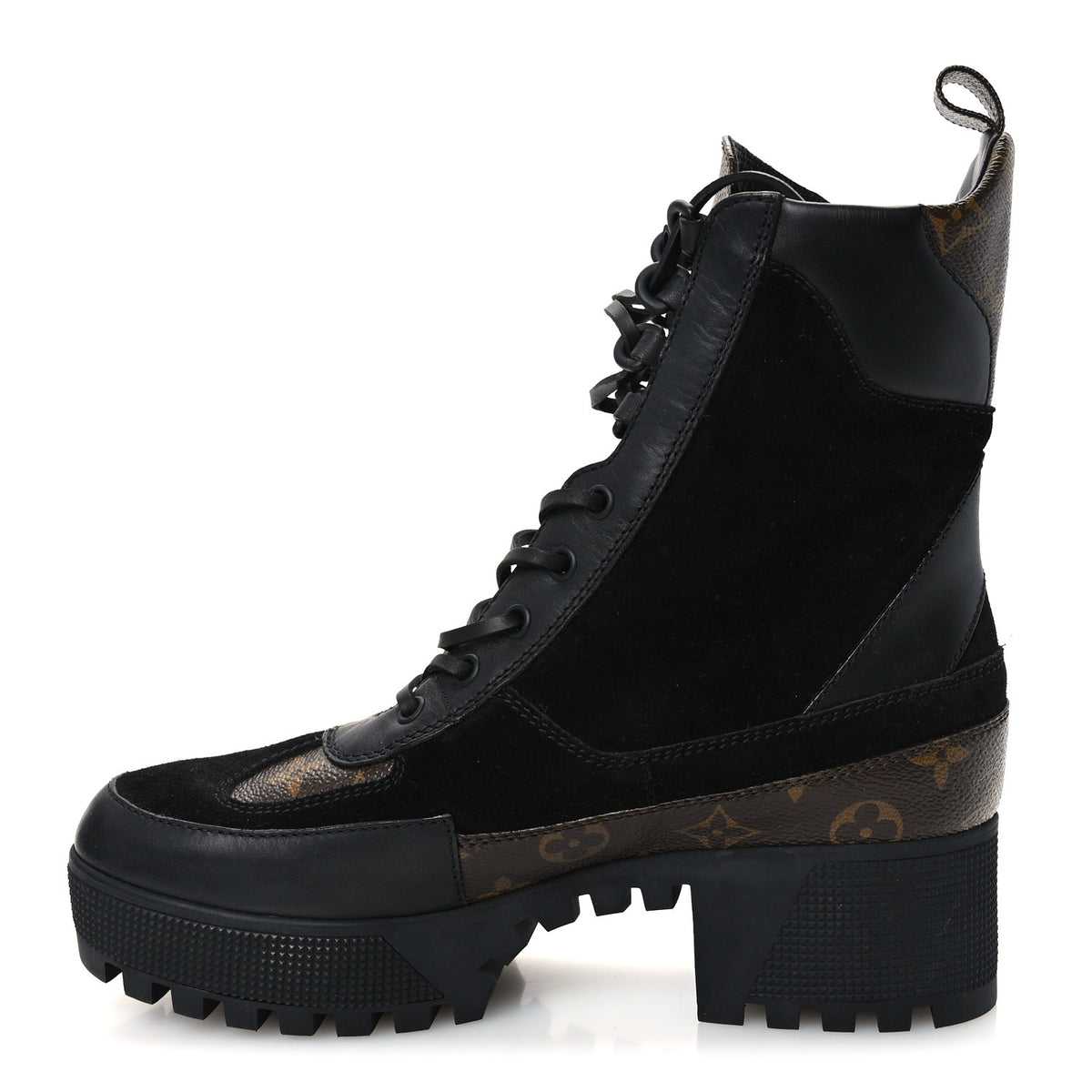 Suede Calfskin Monogram Laureate Platform Desert Boots 40 Black