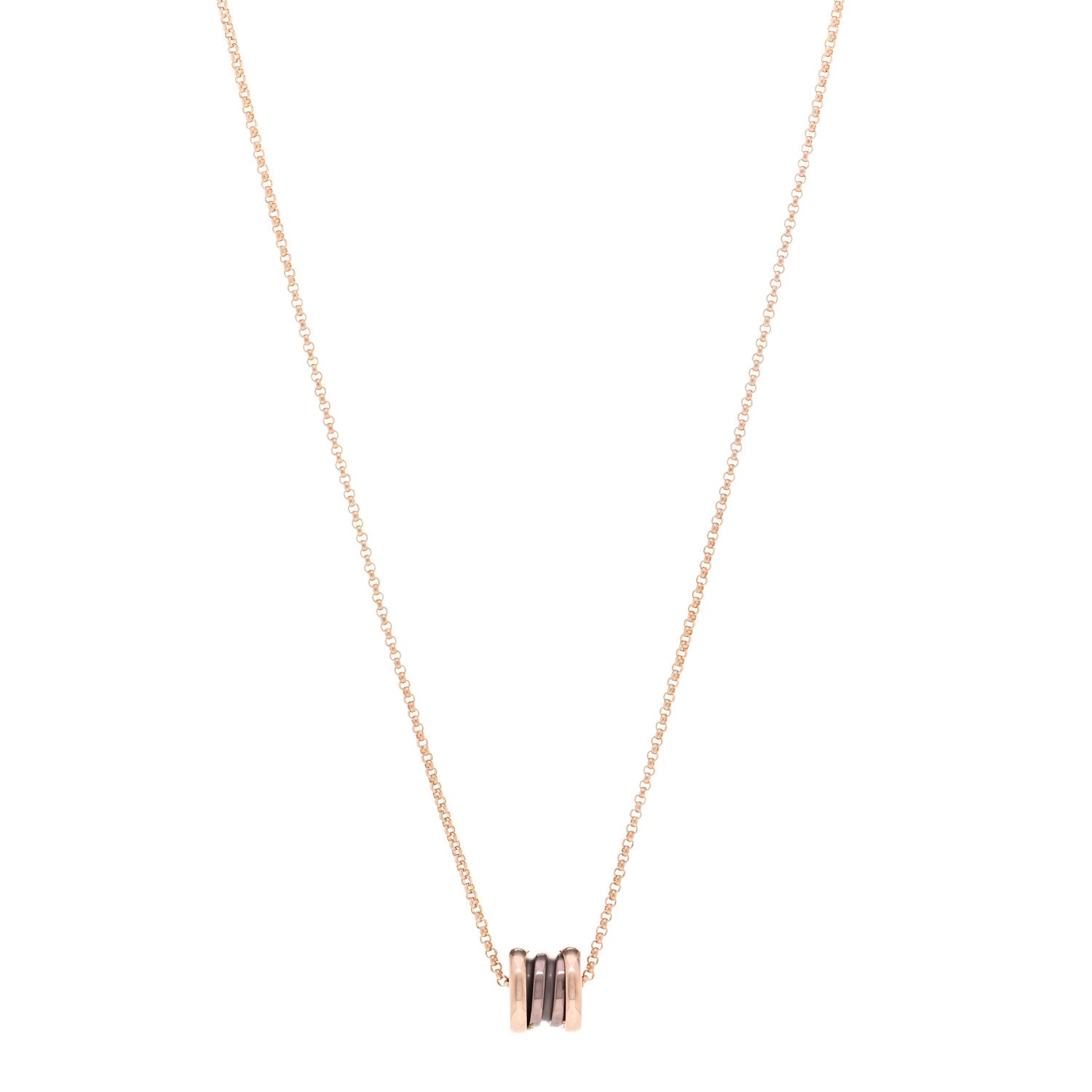 Bulgari 18K Rose Gold Cermet Small B.Zero1 Pendant Necklace 1 of 4