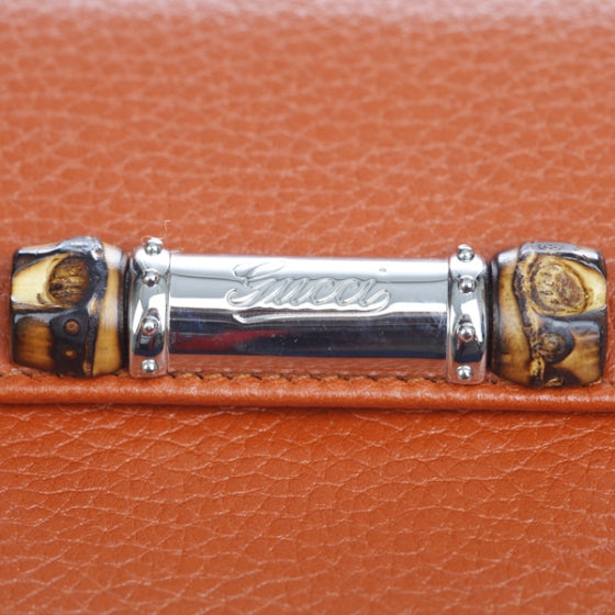 Leather Bamboo Continental Wallet Orange