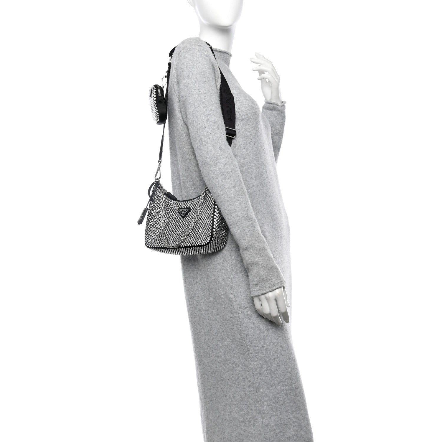 Prada Satin Crystal Re-Edition 2005 Shoulder Bag Cristal 3 of 10