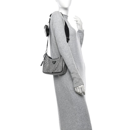 Prada Satin Crystal Re-Edition 2005 Shoulder Bag Cristal 3 of 10