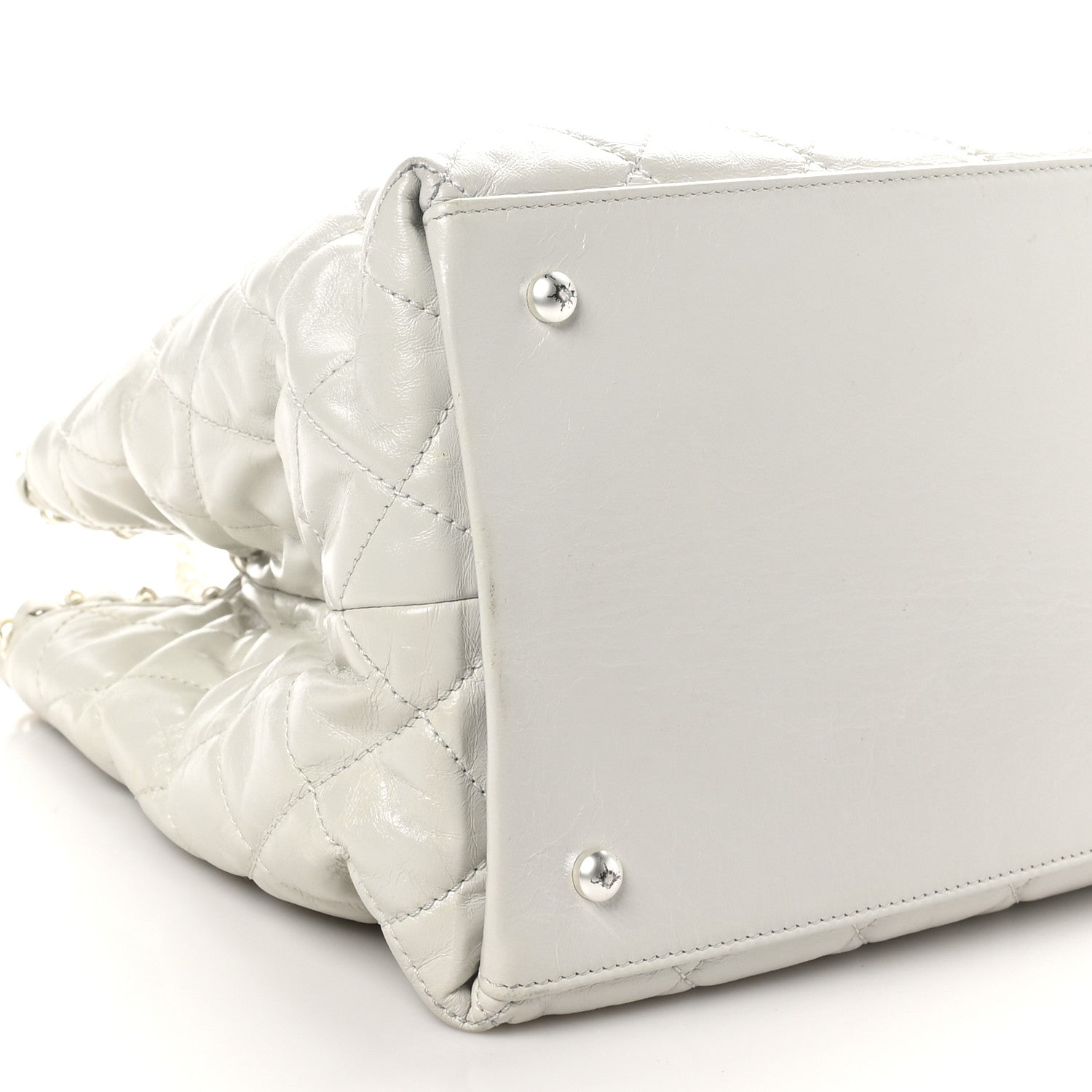 Chanel Glazed Calfskin Quilted Small Chain Me Tote Dark White 9 of 10
