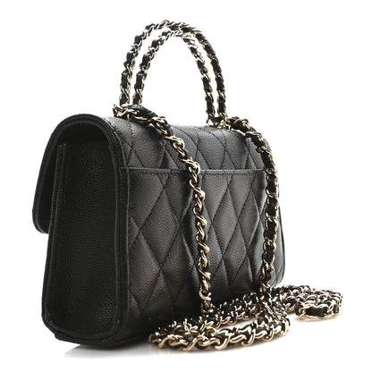 Chanel Caviar Quilted Chain Match Top Handle Phone Holder With Chain Black 3 of 11