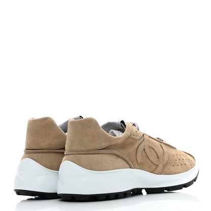 Chanel Suede Goatskin CC Sneakers 38 Dark Beige 4 of 8
