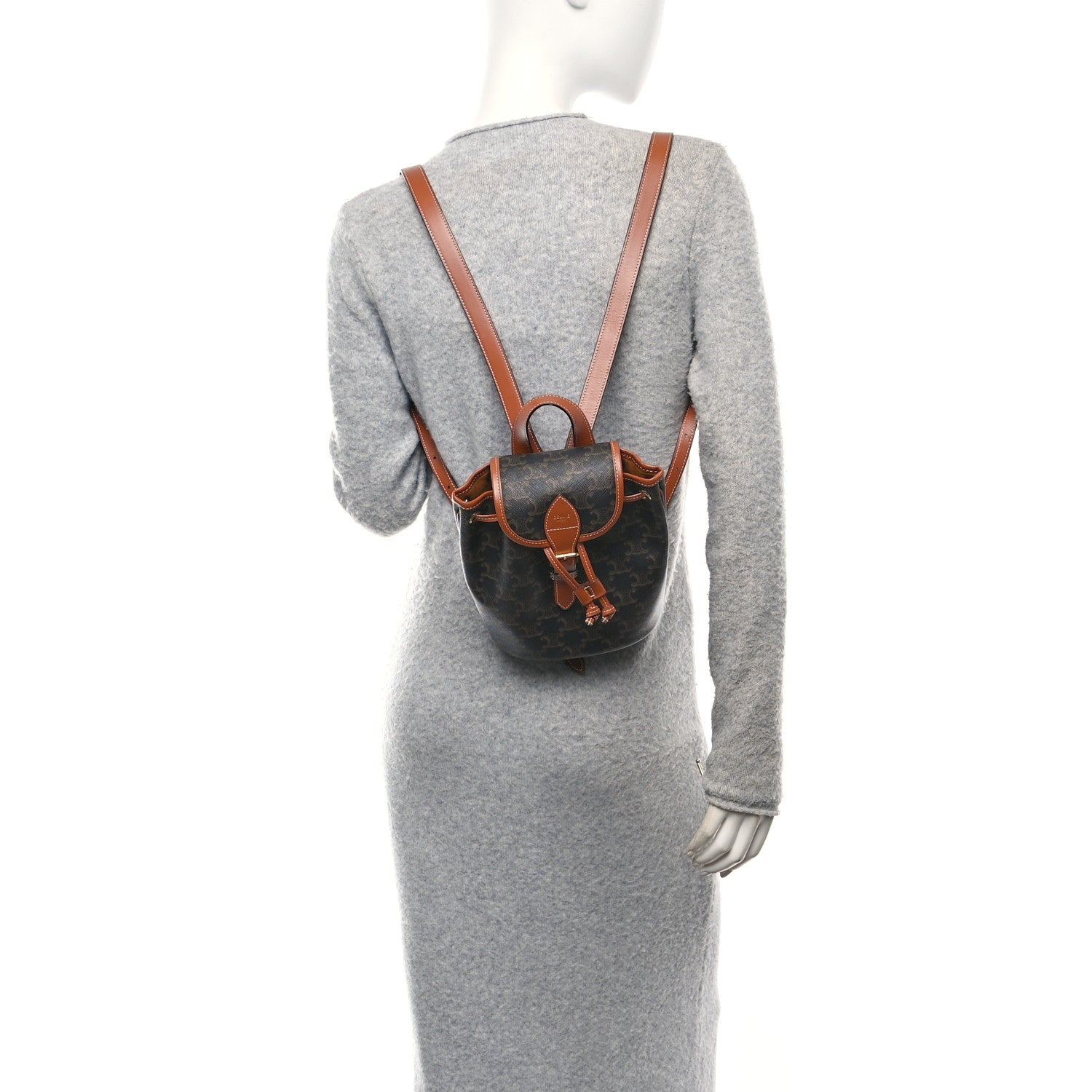 Celine Triomphe Canvas Calfskin Mini Folco Backpack Tan 1769722