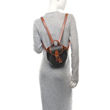 celine mini backpack folco in triomphe canvas and calfskin TAN GHW Triomphe Canvas Celine Mini Folco Backpack |