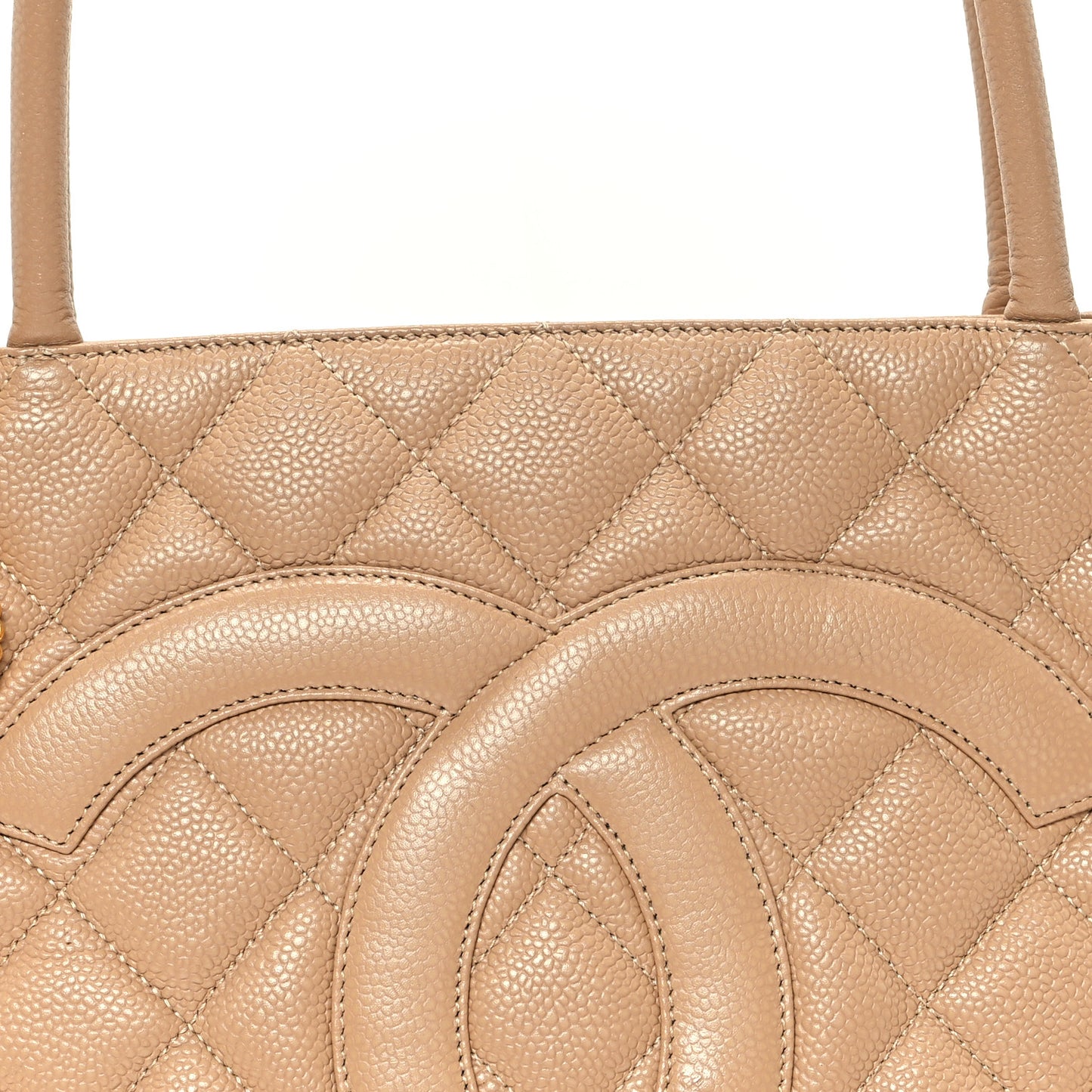 Caviar Quilted Medallion Tote Beige