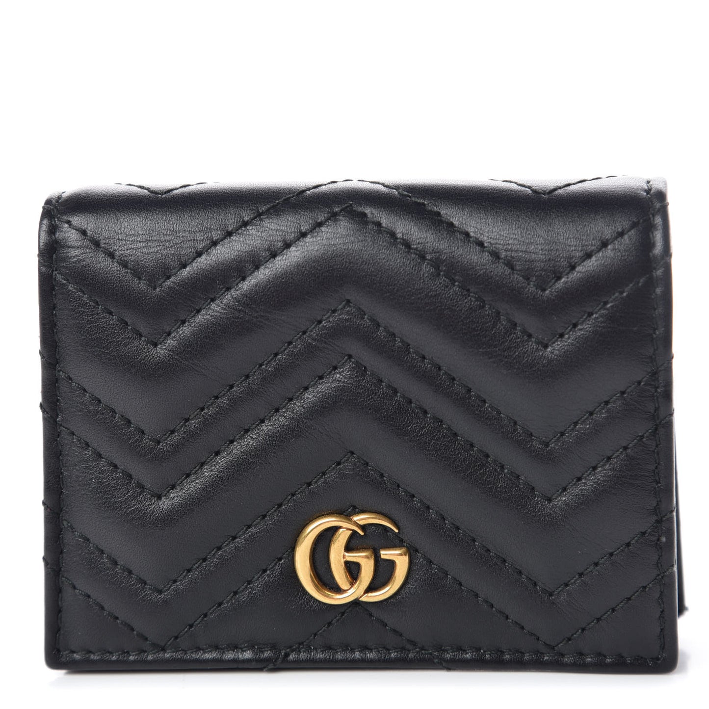 Calfskin Matelasse GG Marmont Card Case Wallet Black