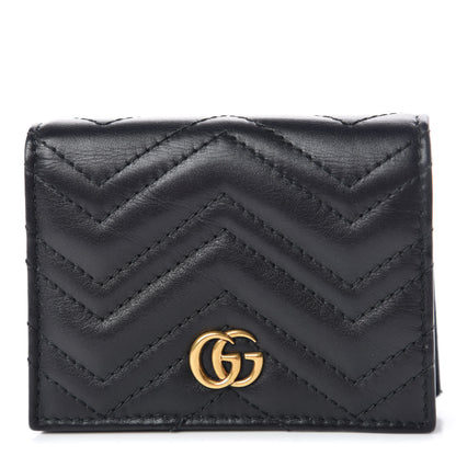 Gucci Calfskin Matelasse GG Marmont Card Case Wallet Black 1 of 7