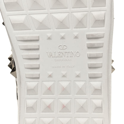 Valentino Garavani Calfskin Leopard Print Rockstud Untitled Open Sneakers 40 White 6 of 8