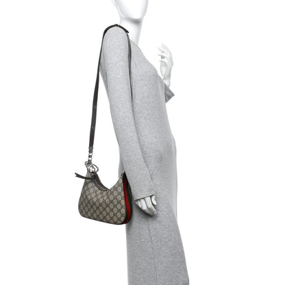 Gucci GG Supreme Monogram Textured Calfskin Web Small Attache Shoulder Bag Beige Ebony New Acero 2 of 10