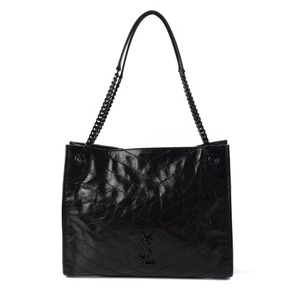Saint Laurent Crinkled Calfskin Matelasse Monogram Large Niki Shopper Tote Black 1 of 9
