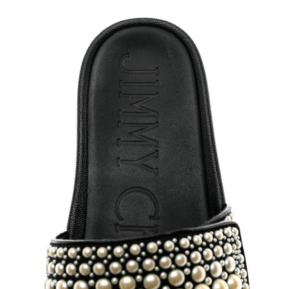 Jimmy Choo Canvas Pearl Embellished Fitz Slide Sandals 37 Black 8 of 11