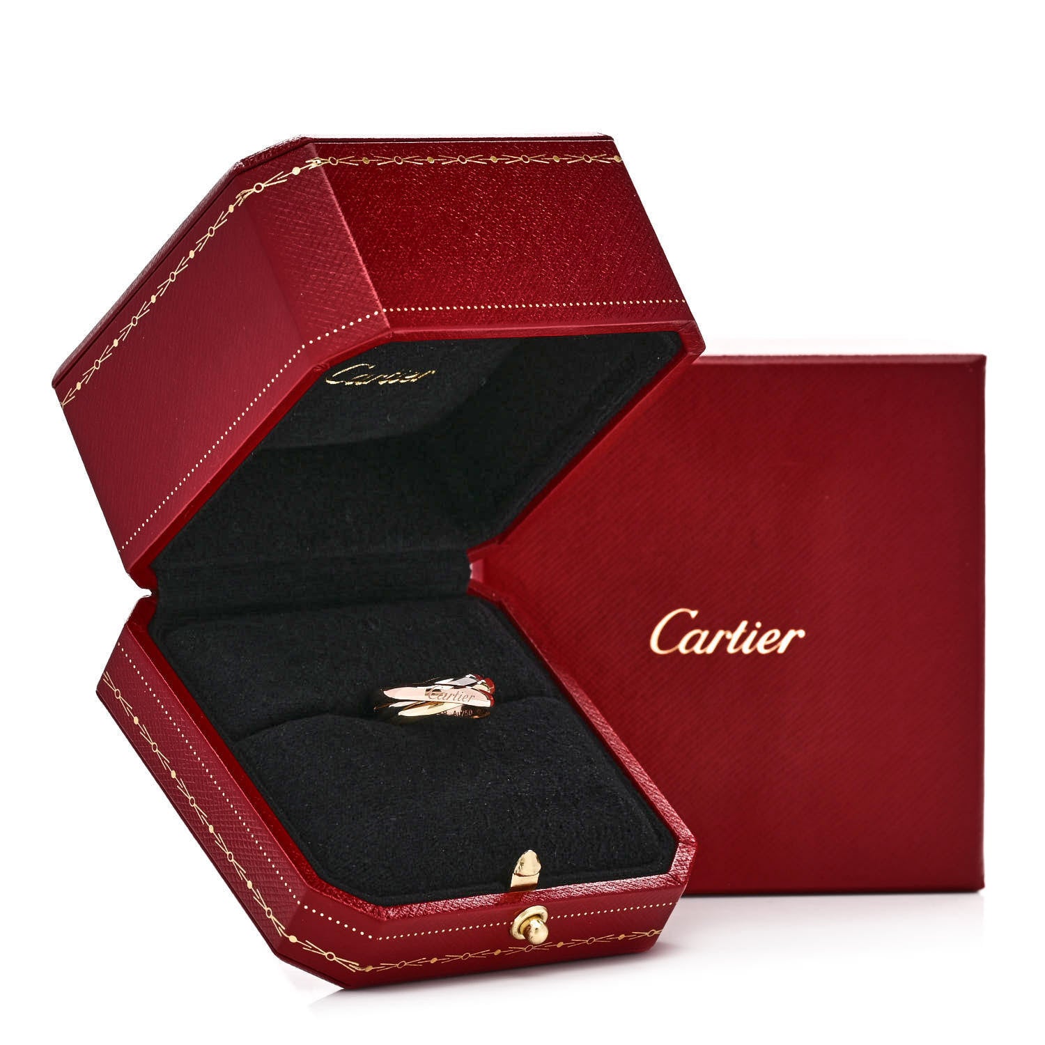 Cartier 18K Pink Yellow White Gold Small Trinity Ring 56 7.5 5 of 5