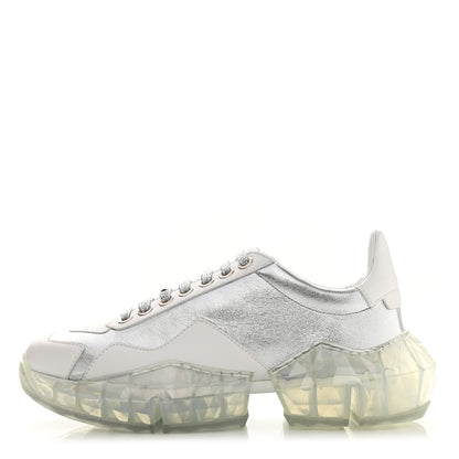 Jimmy Choo Metallic Calfskin Womens Diamond F Low Top Sneaker 40 White Silver 1 of 10