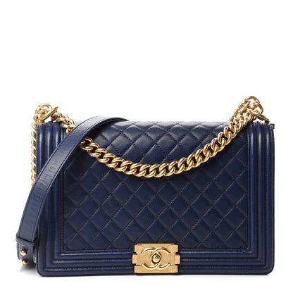 Chanel Lambskin Quilted New Medium Boy Flap Navy Blue 1 of 14