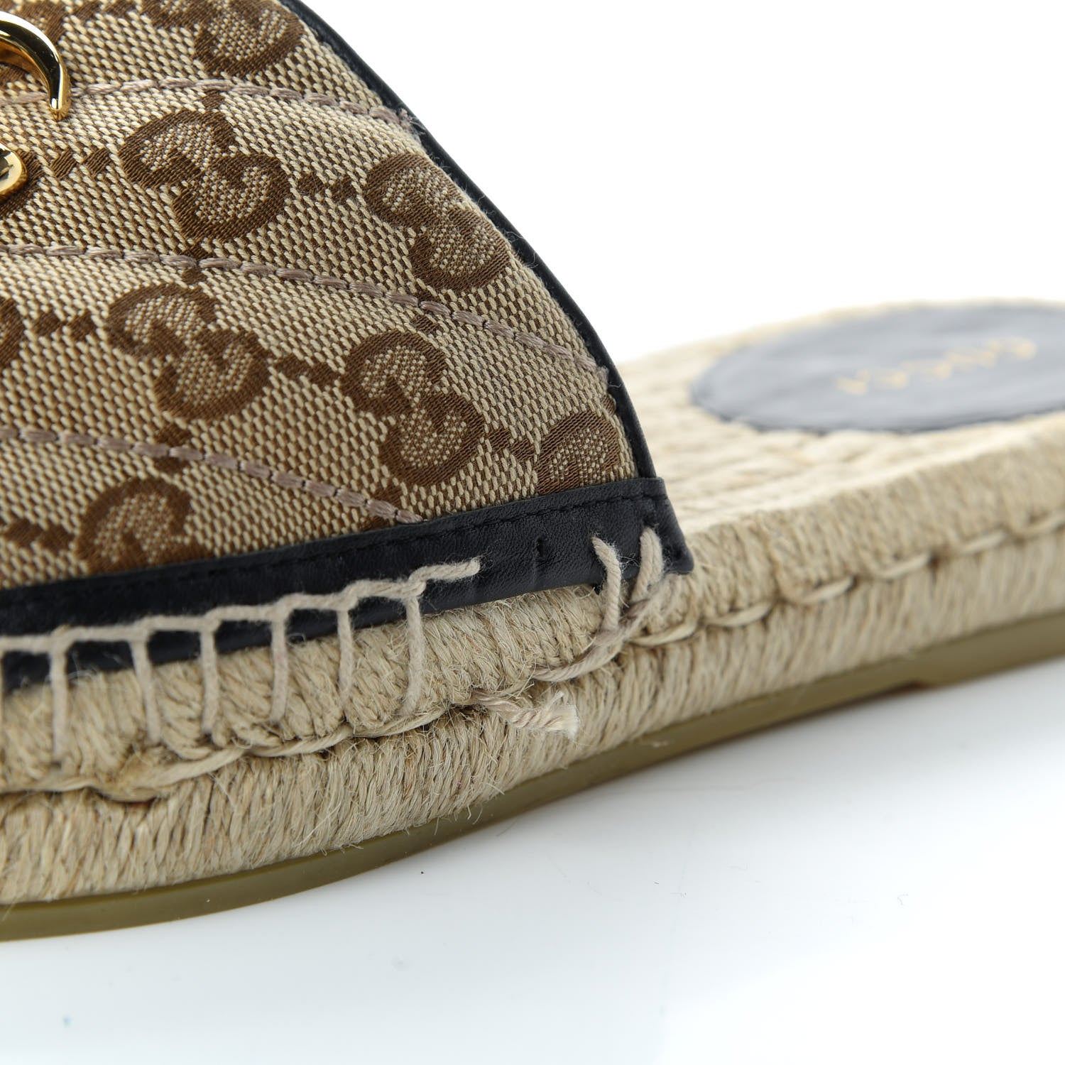 Gucci Monogram Matelasse GG Marmont Espadrille 20mm Slide Sandals 37 Beige Ebony Black 10 of 11