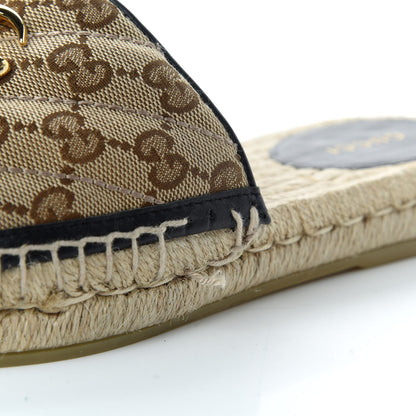 Gucci Monogram Matelasse GG Marmont Espadrille 20mm Slide Sandals 37 Beige Ebony Black 10 of 11