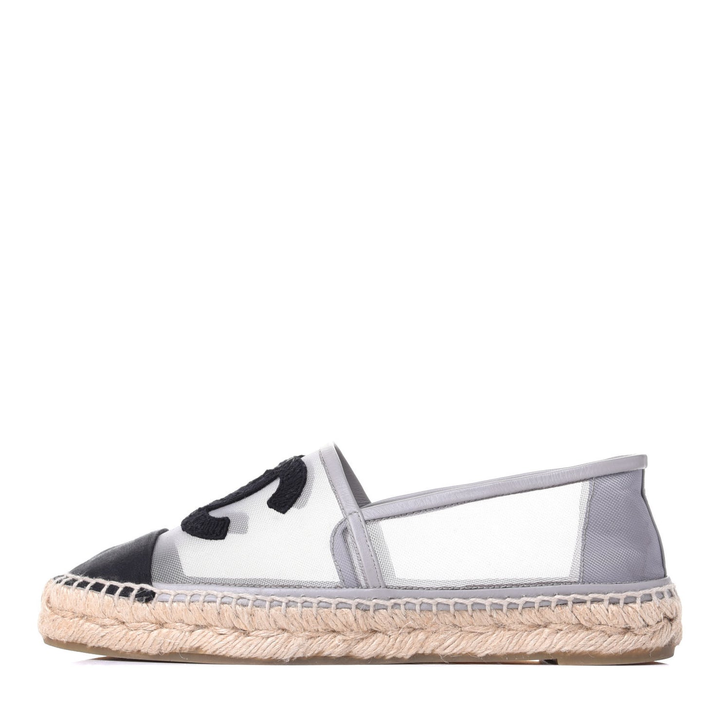 Mesh Grosgrain CC Espadrilles 37 Grey