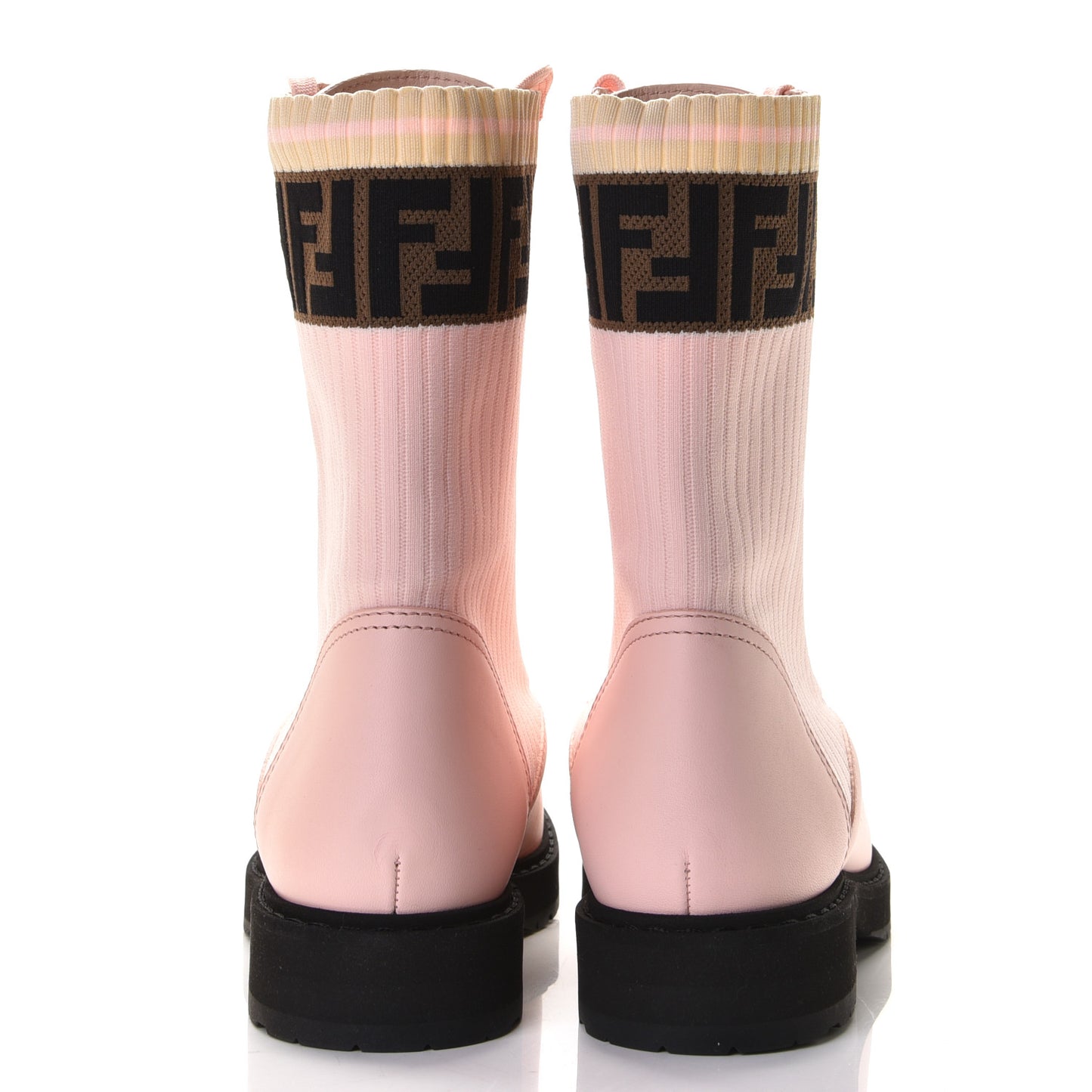 Calfskin Stretch Fabric Rockoko Biker Boots 38.5 Rose Clair Tobacco