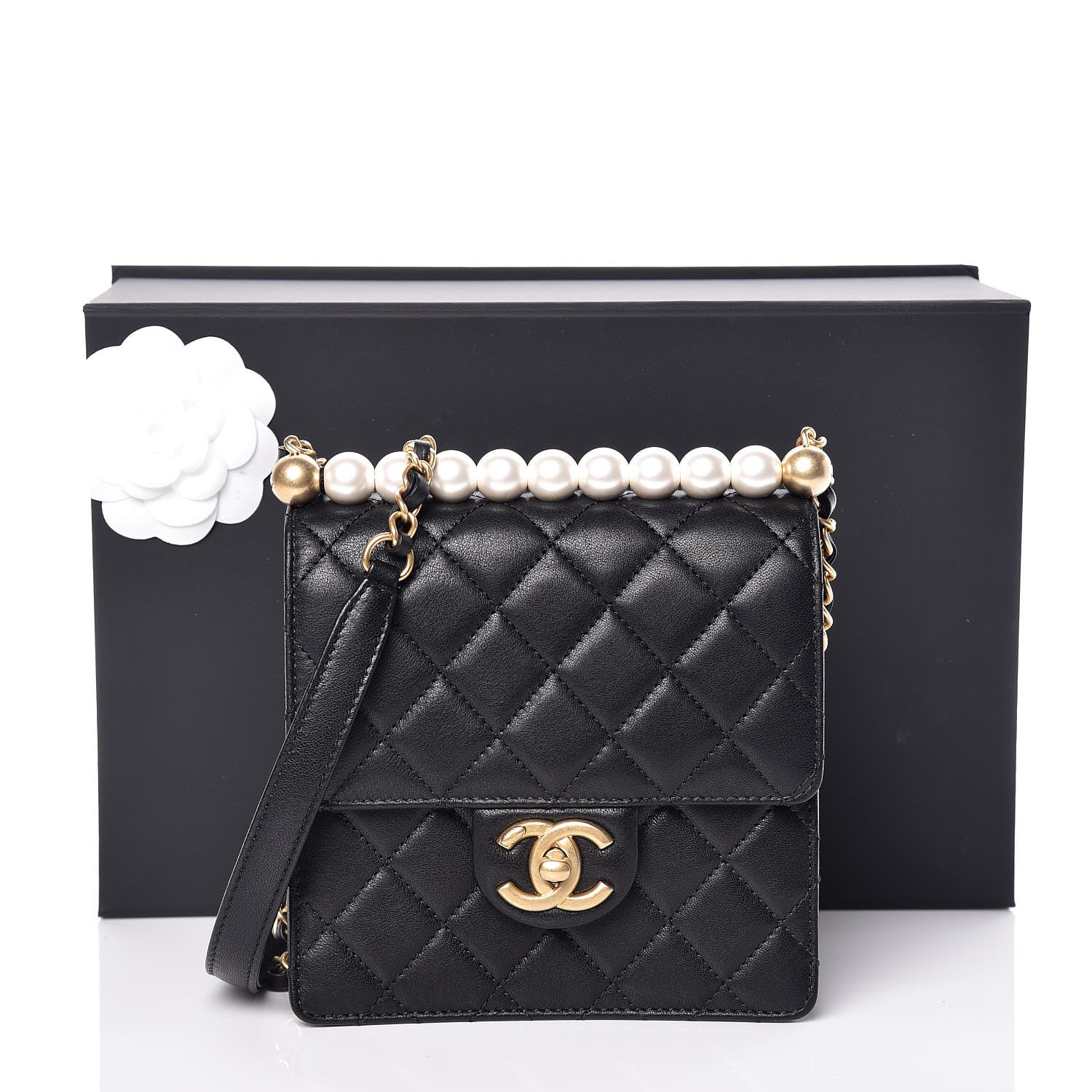 Chanel Lambskin Quilted Chic Pearls Flap Black 10 of 10
