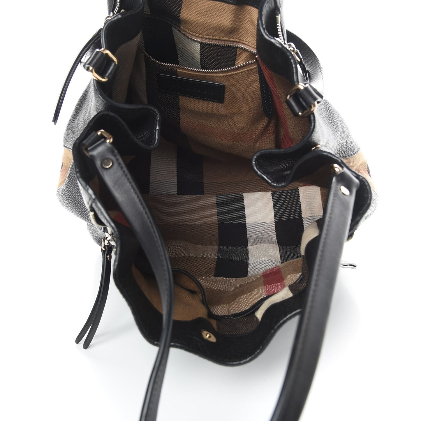 Grainy Calfskin House Check Medium Maidstone Black