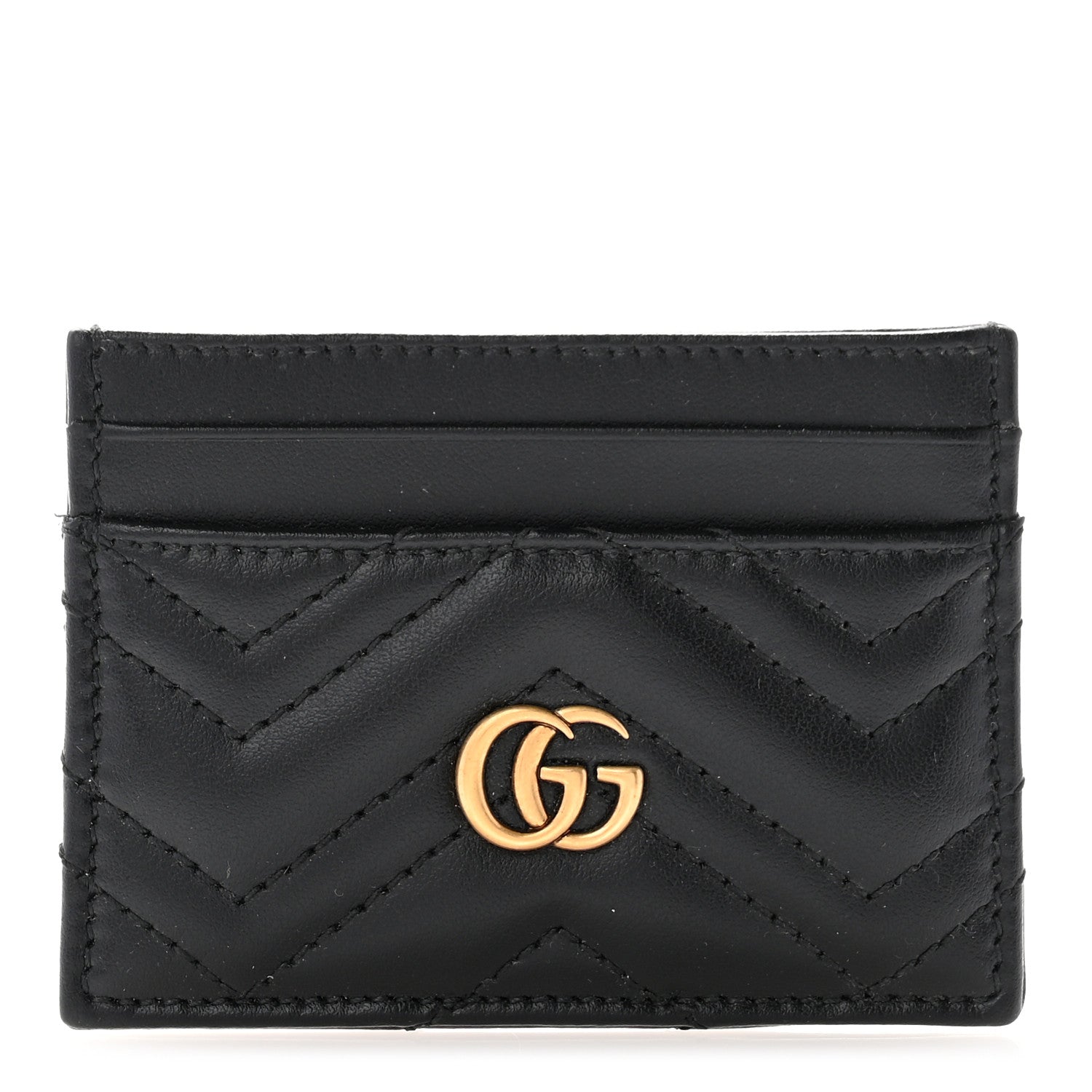 Gucci Calfskin Matelasse GG Marmont Card Holder Black 1 of 8