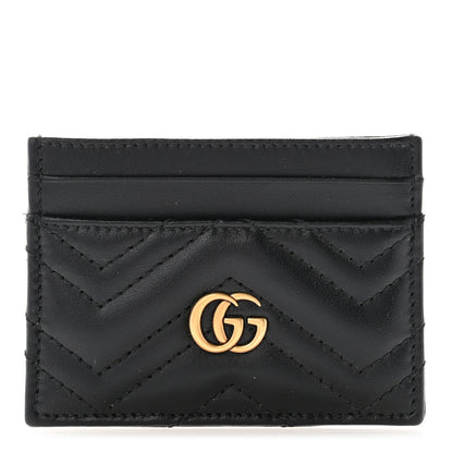 Gucci Calfskin Matelasse GG Marmont Card Holder Black 1 of 8