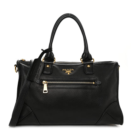 Prada Vitello Daino Shopping Satchel Black 1 of 11