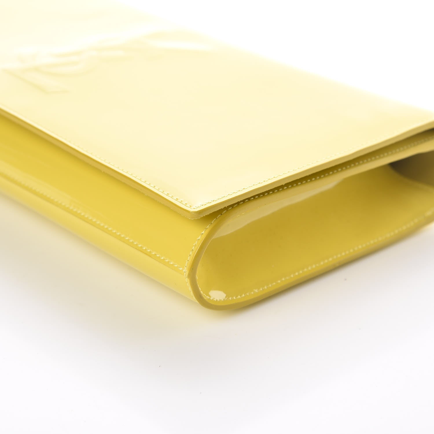 Saint Laurent Patent Calfskin Monogram Large Belle De Jour Clutch Yellow 9 of 9
