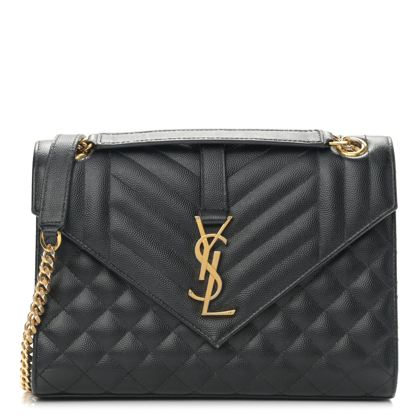Grain De Poudre Textured Mixed Matelasse Triquilt Medium Monogram Satchel Black