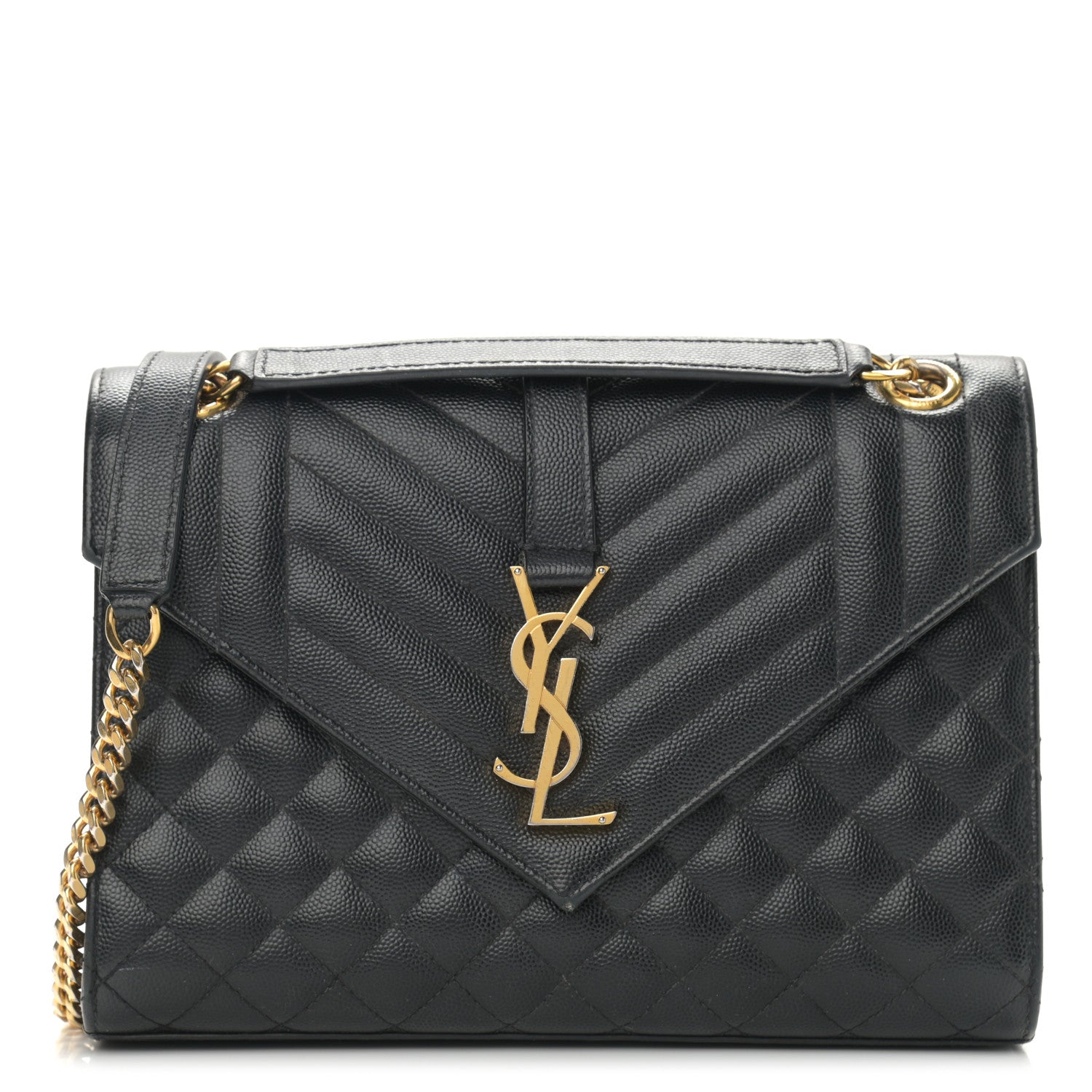 Saint Laurent Grain De Poudre Textured Mixed Matelasse Triquilt Medium Monogram Satchel Black 1 of 13