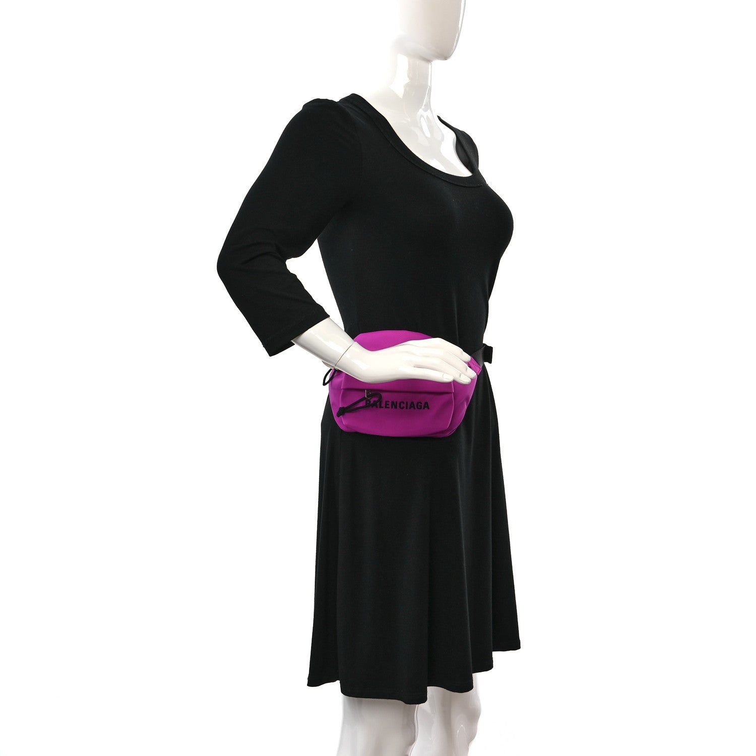 Balenciaga Sport Nylon Logo Embroidered Small Wheel Beltpack Fuchsia Black 2 of 8