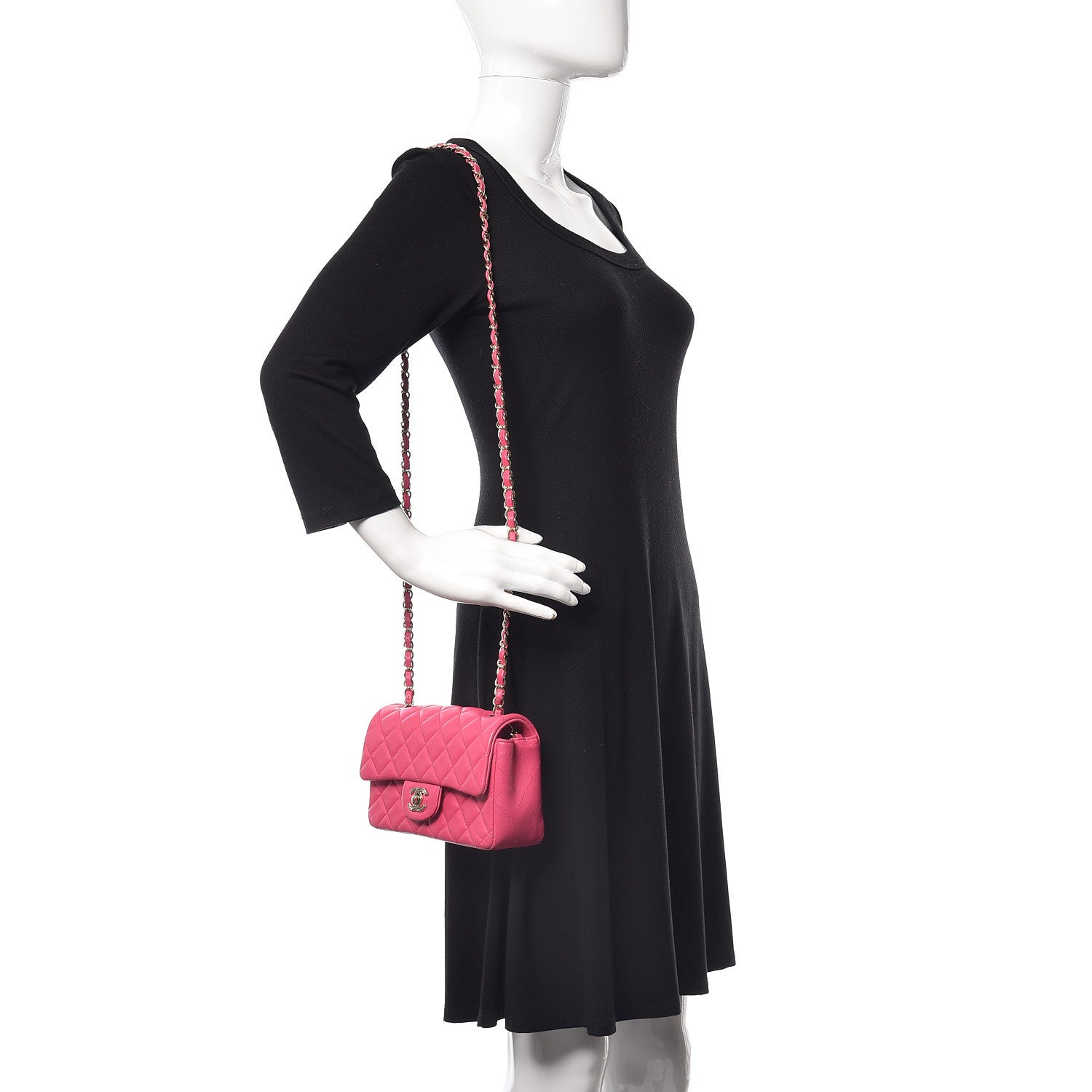 Chanel Lambskin Quilted Mini Rectangular Flap Dark Pink 2 of 11