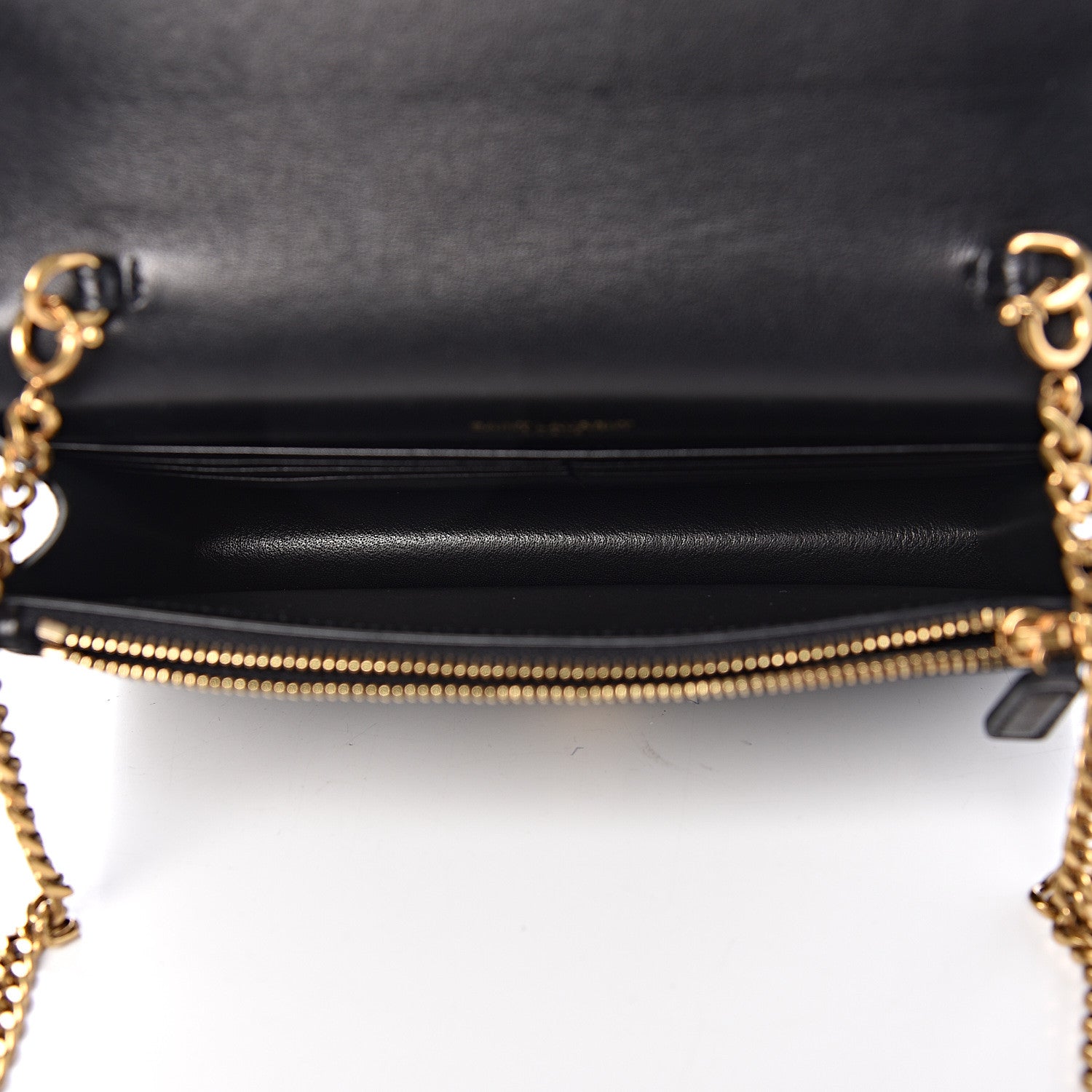 Saint Laurent Suede Sequin Bead Embellished Classic Monogram Kate Tassel Chain Wallet Black Multicolor 5 of 10